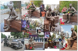 Памятник народному артисту СССР Ю. В. Никулину в городе Демидове Смоленской области. Изготовление скульптур в Москве. Скульптурные работы на заказ.